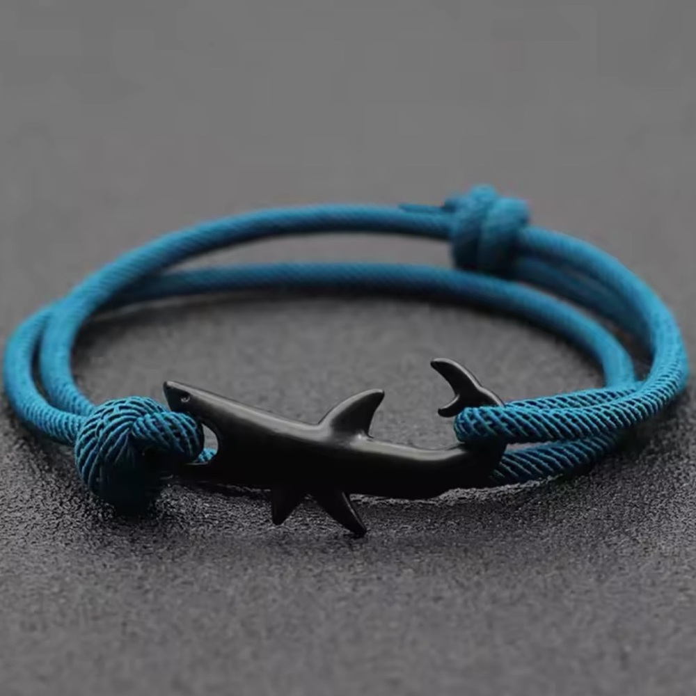 Black Shark Charm Blue Bracelet